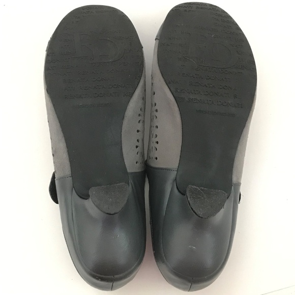 RENATA DONATI Mary Jane Kitten Heel Pumps Leather Heels Gray Women’s Size EU39 - Picture 14 of 16